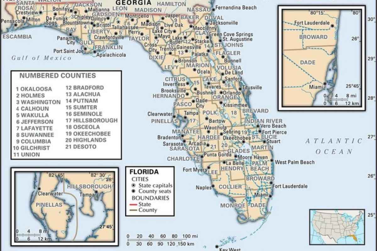 Florida State Map 2025 With Cities, Transport, Beaches